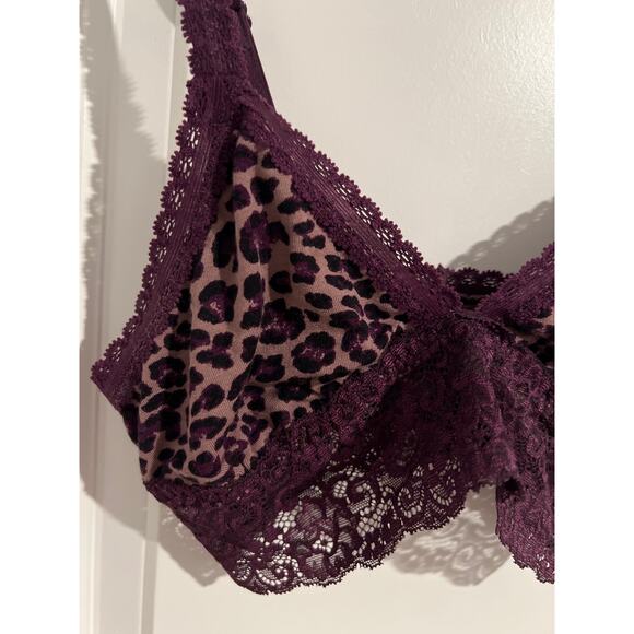 Soma Triangle Lace Trim Bralette – Size Medium – Leopard/Plum - Picture 2 of 5